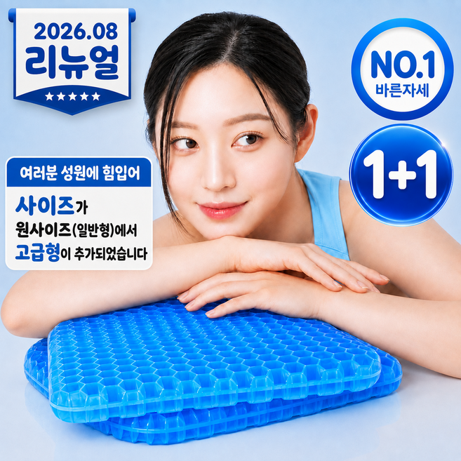 4위 - [바른자세] 1+1 허리골반 척척핏 쿨링 허리 골반 기능성 방석 통풍 체중분산 방석, 블루