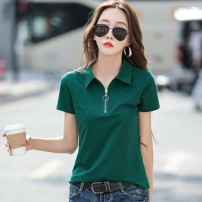 NEW 중년여성 여름 카라 반팔티셔츠 골프반티 95면 무지 데일리 캐주얼 티셔츠 여자반티상의