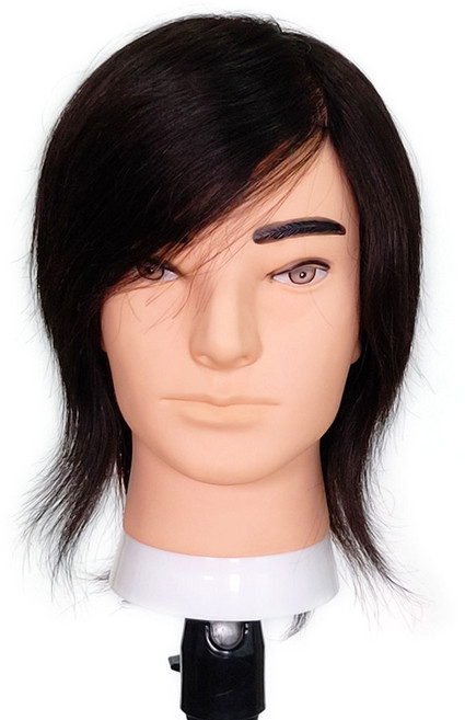 BEUGA(뷰가) 인모 100% 남자 연습용 통가발 C타입 커트 드라이 아이롱 펌 염색 미용 연습 가발, 1개, 블랙