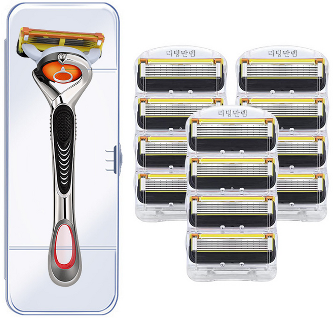리빙만렙 스윙 면도기 + 면도날 질레트 프로쉴드 호환, 스윙 면도기+프로쉴드 면도날 3팩 ALS442, 1세트