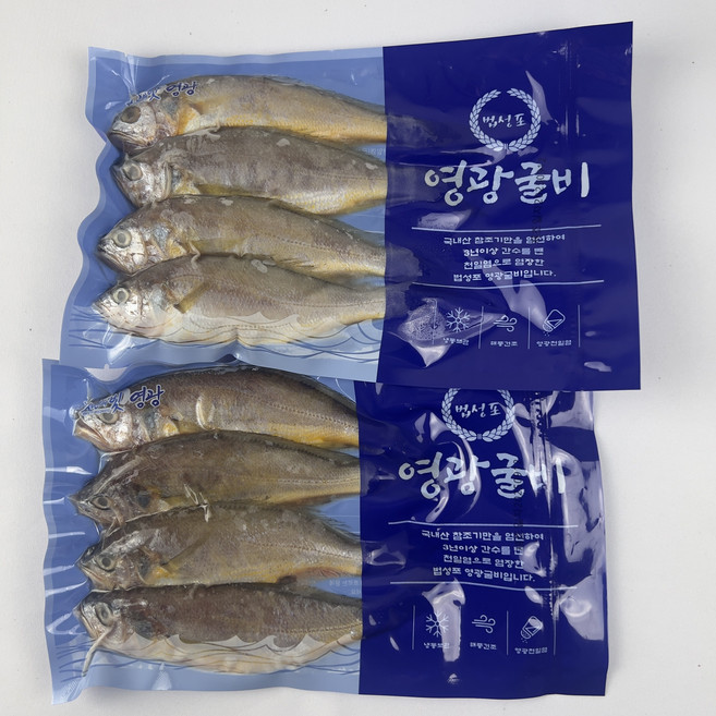 법성포 국내산 영광굴비 5호 19cm내외 1.55kg 내외 2팩 5팩 굴비선물세트, 1세트, 맛보기 영광굴비 5호 4미 2팩