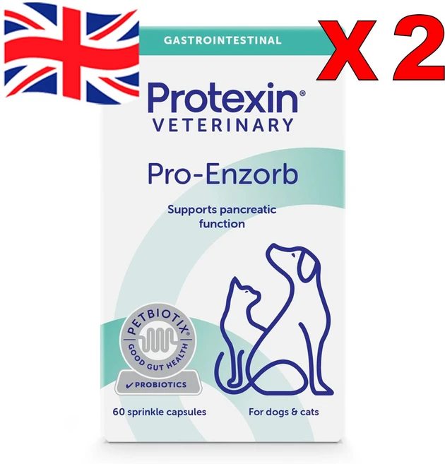 60정 2통 프로텍신 프로엔조브 반려견 반려묘 췌장 건강영양제 Protexin Pro-Enzorb Pancreatic, 2개, 60g, 종합영양제 - 쿠팡