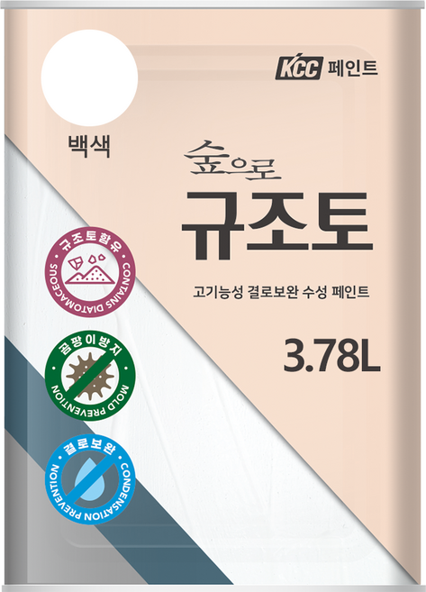 KCC페인트 숲으로 규조토 결로보완 고기능 수성, 1개, 3.78L, 백색