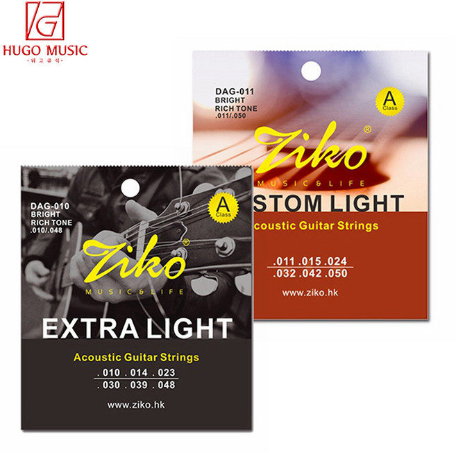 위고뮤직 ZIKO 통기타줄 DAG 010-048 011-050 기타줄 어쿠스틱 스트링, 상세 설명 참조, 사이즈:011-050