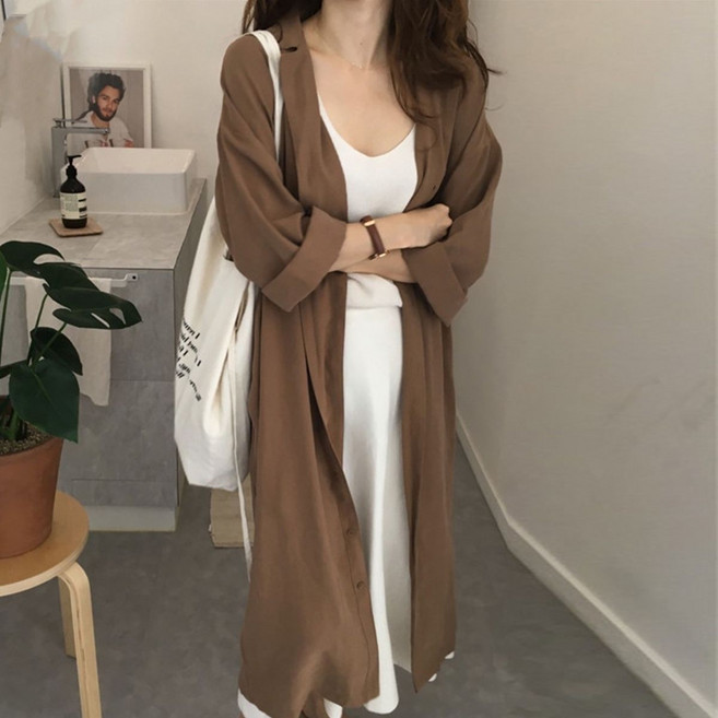 여성 자외선 차단 블라우스 셔츠 봄 여름 패션 롱 쉬폰 상의 루즈핏 얇은 코트 캐주얼 긴팔 아우터 YHY