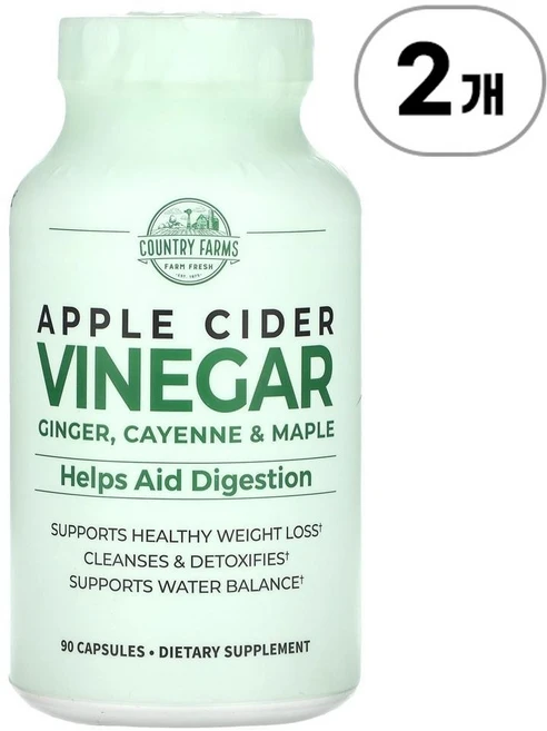 컨트리 팜스 애플 사이더 비니거 위드 진저 카옌 & 메이플 Country Farms Apple Cider Vinegar Ginger Cayenne & Maple 90정, 2개 - 쿠팡