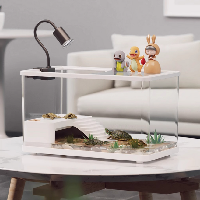 거북이 사육장 어항 튼튼하고 예쁜 수족관 공간이 넓은 수족관, 1개, 흰색