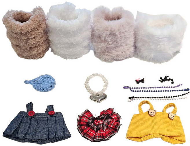 헬로우하비 모루인형 만들기 DIY 키트 풀세트, 밍크뽀글코디D 4종세트, 1개, 남여공용