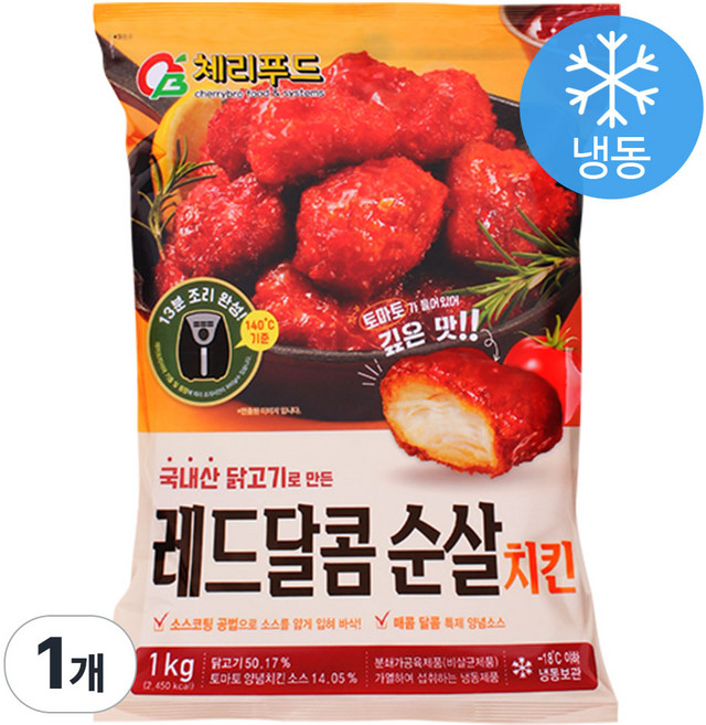 체리푸드 레드 달콤 순살 치킨 1kg 양념 치킨, 1개