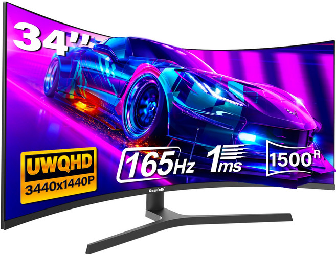 34인치 울트라 와이드 커브드 게이밍 모니터 1500R 4k UWQHD 165Hz 2k120Hz 평면 PC 모니터 할인중, 88cm, 4K 165Hz 높이 조절 가능