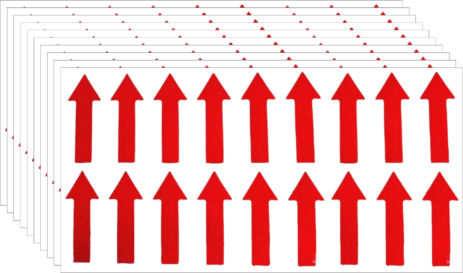 레드 화살표 스티커 투명비닐 표시 10*2cm 180pcs(10장), 1세트, 10cmx2cm (S1122) 180PCS(10장)