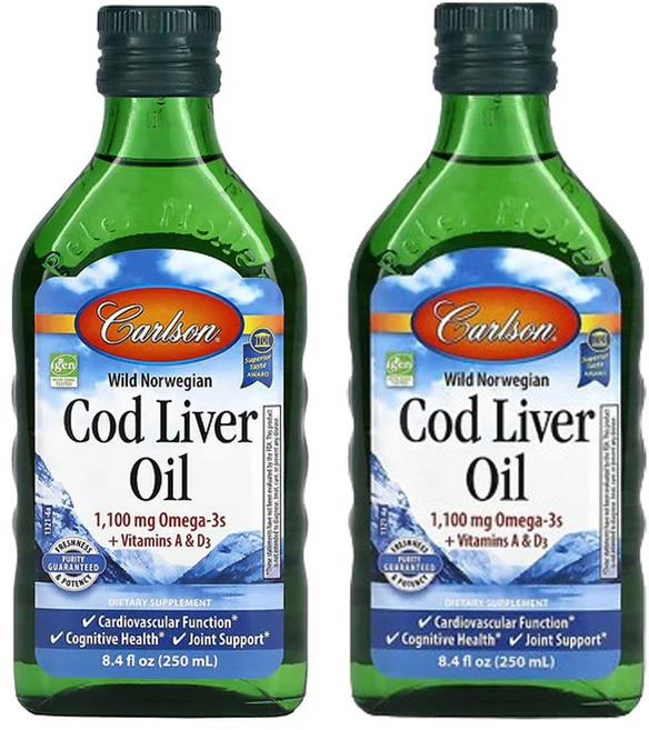 칼슨 자연산 노르웨이 대구 간유 8.4fl oz, 250ml, 2팩 - 쿠팡