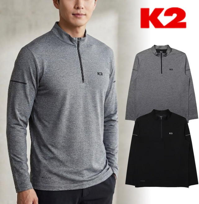 [백화점발송] K2 남성 티셔츠 집업 등산 낚시 작업 메쉬 통기성 봄 여름 긴팔 상의