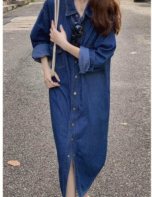 코디피셜 롤리폴리 긴팔 데님 롱원피스bel6+2Jix