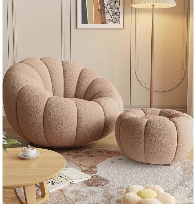 호박 소파 쇼파 조개 조약돌 스툴 펌킨 원체어 도넛 빈백 모듈 구름 미니멀 모던 안락 수유, 브라운 스툴포함