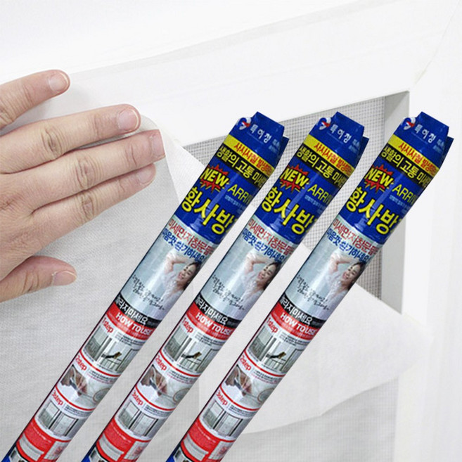 미세먼지 창문필터 5M 방충망 황사 테이프 필요없는 접착식 먼지필터 국내생산, 3개, 화이트