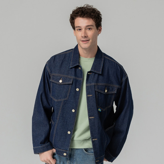 moz瑞典 駝鹿 牛仔外套 可拆式背心(深藍) 男款