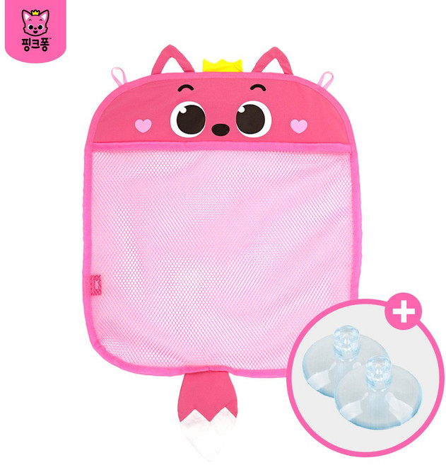 핑크퐁 욕실 장난감 정리망 + 흡착판 그물망 목욕용품 샤워, 핑크(핑크퐁), 1개