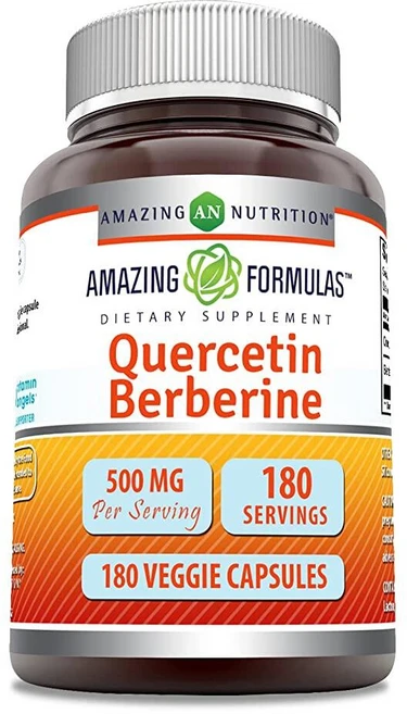 Amazing Nutrition Formulas 케르세틴 베르베린 - 250mg 및 250mg 식물성 캡슐 보충제 90개 | GMO 프리 글루텐 미국 제조 채식주의자에게 이상, 180정, 1개 - 쿠팡