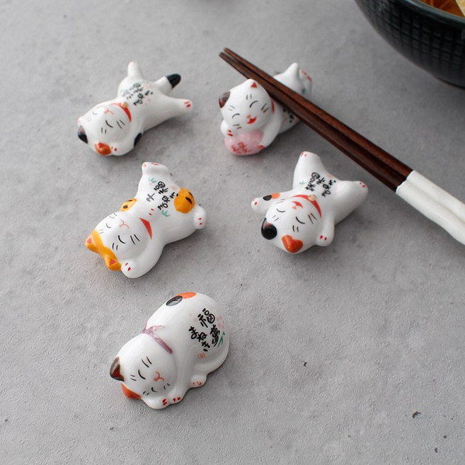 야옹이 젓가락 받침 5Pset - 2type, 복많은고양이 (KJ0560), 1개