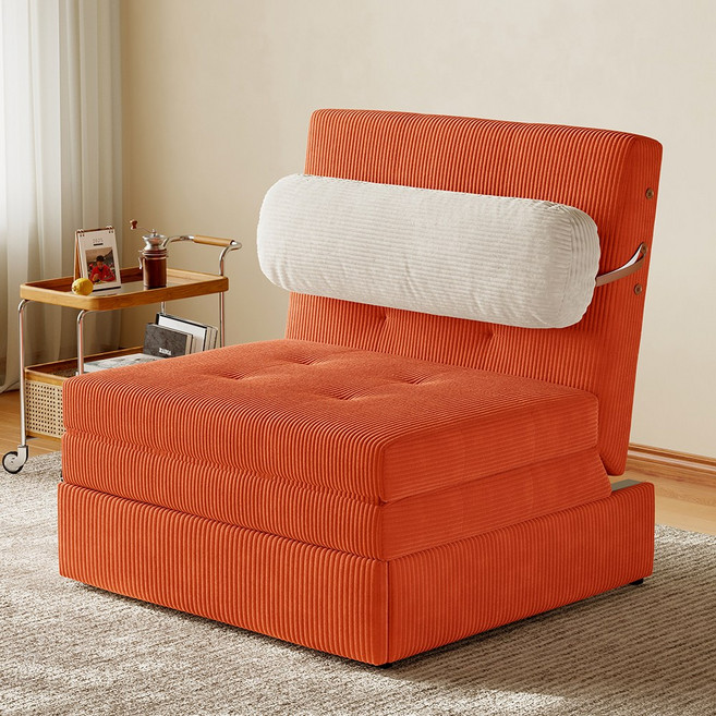 Arcbliss 고탄성 스펀지 확장형 소파베드 + 쿠션 세트 소파겸침대 공간절약, 카라멜색 80cm