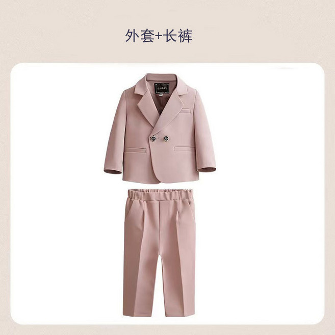 男童粉色西裝套裝 寶寶週歲禮服 英倫風花童表演服
