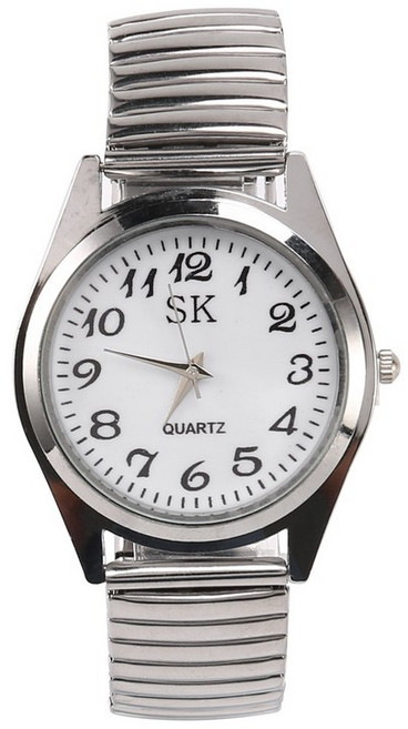 큰 숫자 신축성 강철 남자 레이디 스포츠 손목 시계 1.4 "