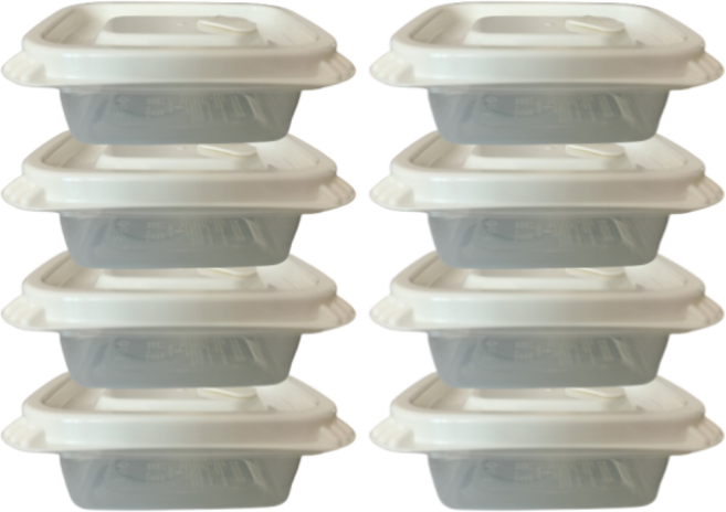 블루밍 데일리 한끼만족 반공기 전자레인지용 냉동밥 보관용기 200ml 8P 일본생산 이유식보관, 8개, 아이보리