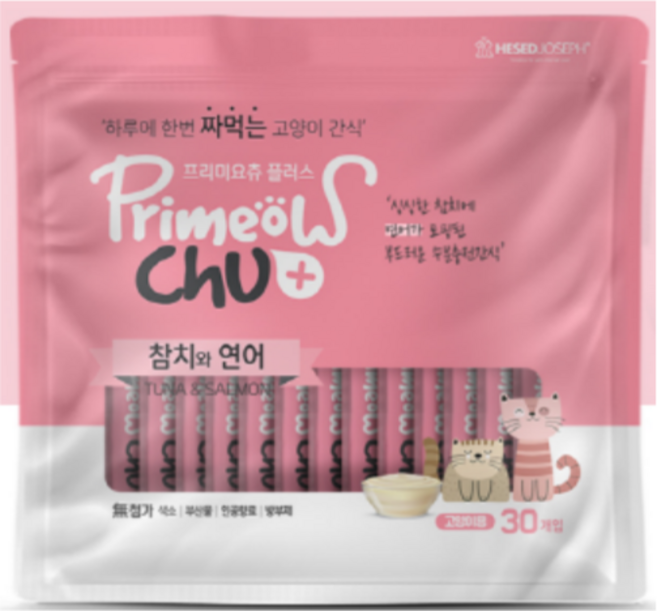 이백이몰 프리미요츄 고양이간식 대용량 300g (10gX30개입), 1개, 참치+연어