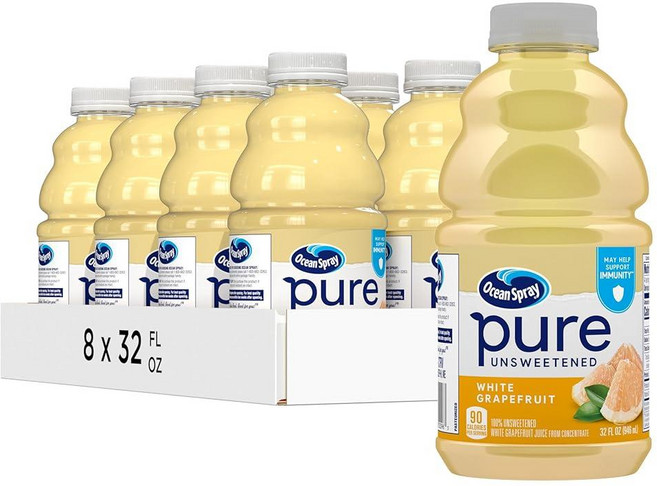 Ocean Spray 100% 순수 크랜베리 주스 946.4ml(32온스) (8팩), 946ml