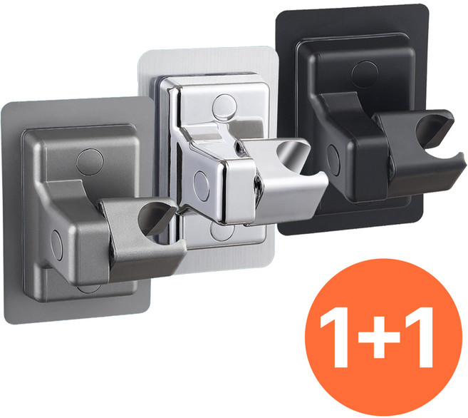 [1+1] 베이직365 무타공 각도조절 샤워기 거치대, 실버