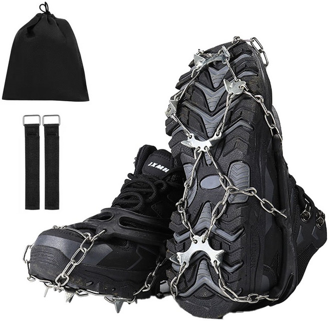 윈터쉴드 스테인리스 체인 경량 아이젠 등산용 미끄럼방지, 블랙