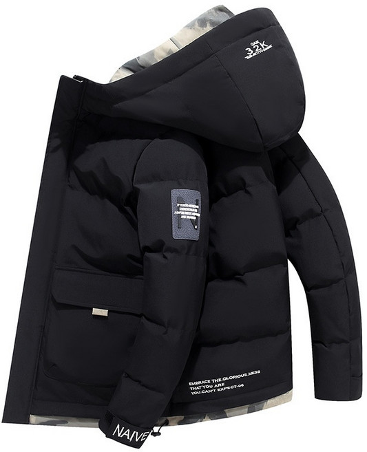 加厚羽絨棉外套 男款秋冬連帽保暖外套