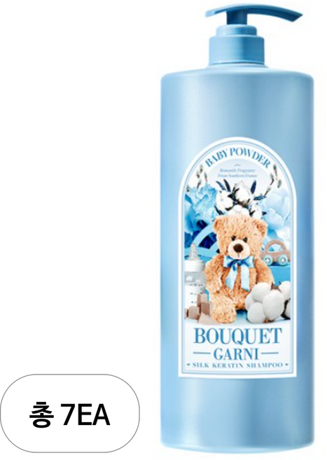 부케가르니 실크 케라틴 샴푸 베이비파우더향, 1.5L, 7개