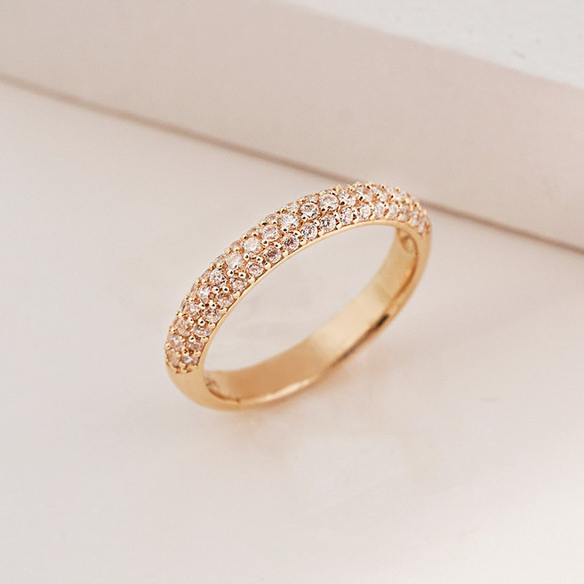 제이로사 14k 18k 파베 론 데일리 클래식 큐빅 반지