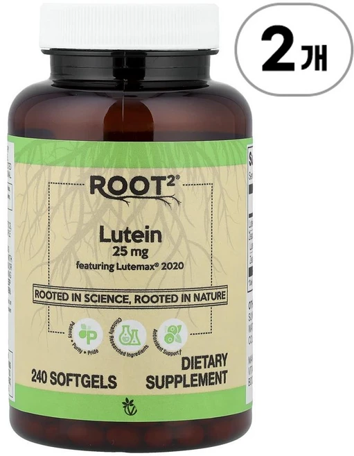 비타코스트 루트2 루테인 위드 루테맥스 2020 Vitacost Root2® Lutein Featuring Lutemax® 240정, 2개 - 쿠팡