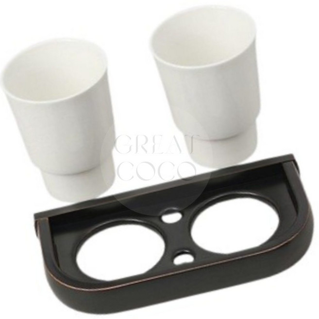 그코 도자기 양치컵+홀더세트 2p 백색머그컵, 1개