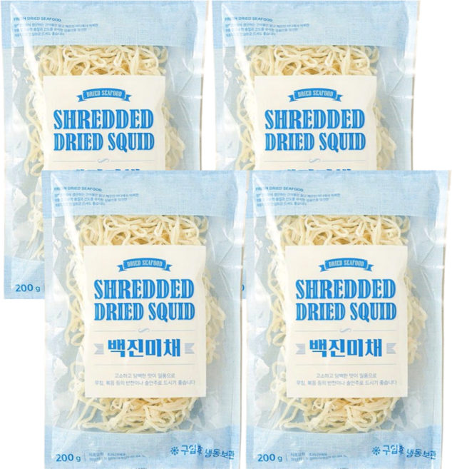 청해명가 백진미 오징어채, 4개, 200g