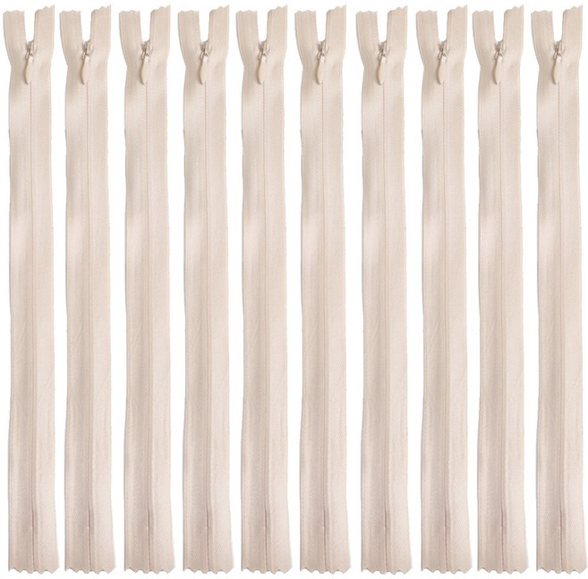 25cm 콘솔지퍼 10인치 콘실지퍼 숨은지퍼, 10개, 라이트베이지(031)
