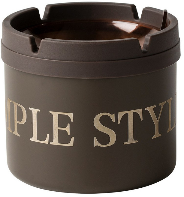 품앤판 심플 뚜껑형 스테인리스 냄새 차단 재떨이, 1개, 브라운