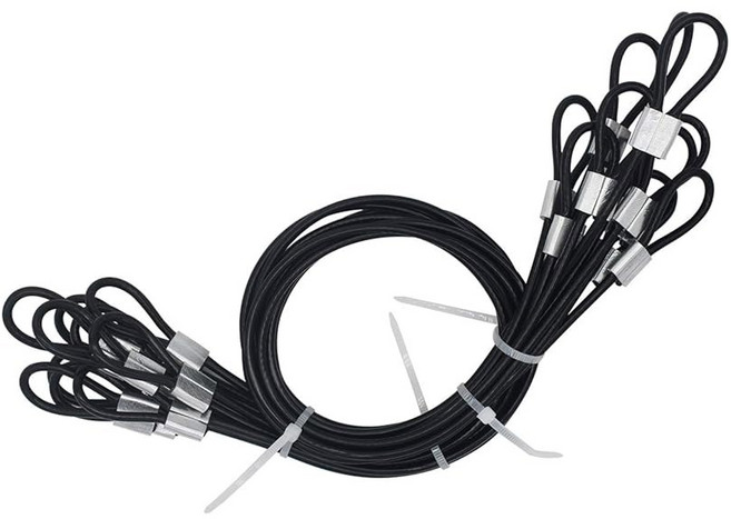 바이티야르 1/8(3) 와이어 다이아 스테인리스 스틸 케이블 아일렛 루프 숏 로프 랜야드 안전 테더 체인 잠금장치 비닐 코팅 커버 15 8인치 길이 빨간색, 20 inches - 10 Pcs, Black-A