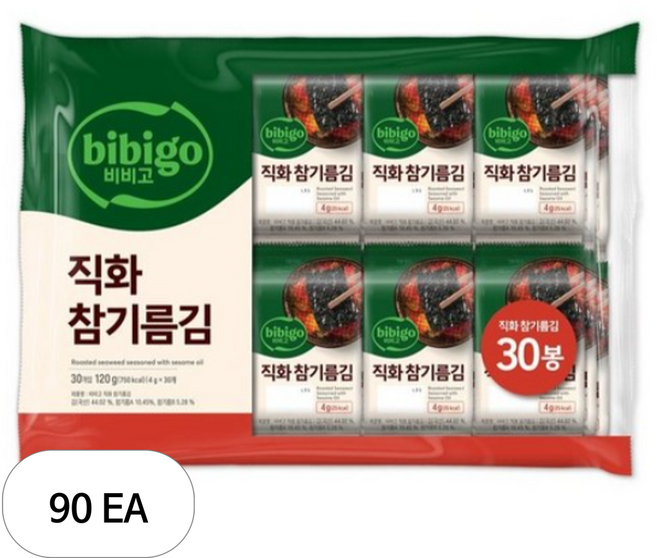 비비고 직화 참기름김, 4g, 90개