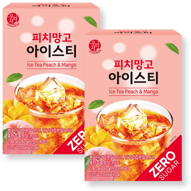 우리차 피치망고 아이스티 분말, 5g, 20개입, 2개