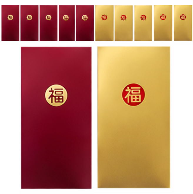리쿠 명절 부모님 용돈 봉투, 12개, 레드+골드
