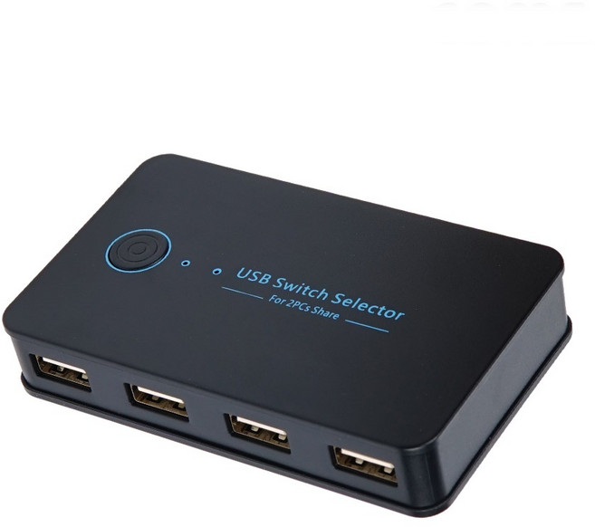 USB 포트 선택기 4포트 최대2대 스위치식 선택기 키보드 마우스 메모리리더기용 컴퓨터 PC 노트북 수동 공유, 1개