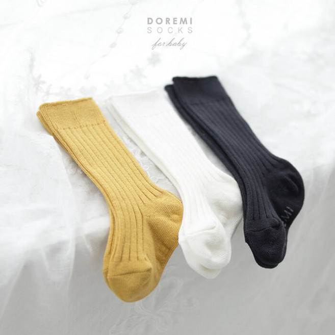 유아동양말 P도레미골지니삭스 겨자 3족세트 남여공용양말