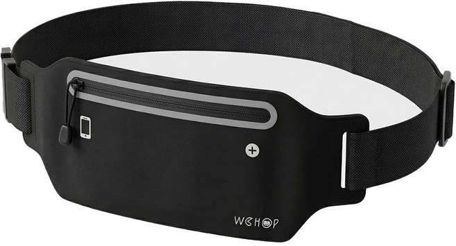 WEHOP 위홉 초경량 방수 스포츠 러닝벨트, 1개, 블랙+블랙(지퍼색)