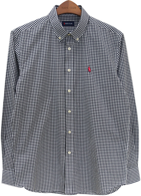 라파클럽 남성용 코튼 체크 긴팔 남방 셔츠