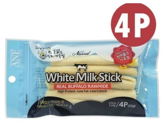 ANF 화이트 밀크스틱 강아지껌 4p, 밀크맛, 55g, 1개 - 쿠팡