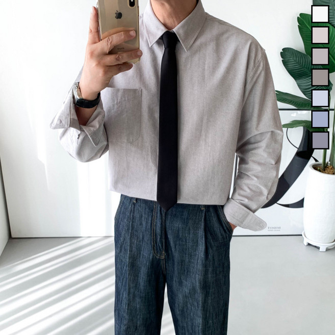 놈시크 남자 셔츠 오버핏 옥스포드 캐주얼 남방